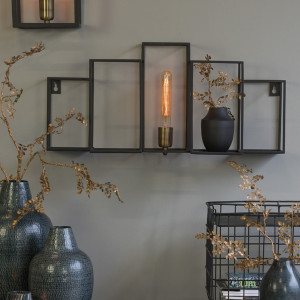 Wandlamp Bally mat zwart metaal rechthoek 65×30 cm E27 wandlamp Wandlamp Bally mat zwart metaal rechthoek 65×30 cm E27 wandlamp
