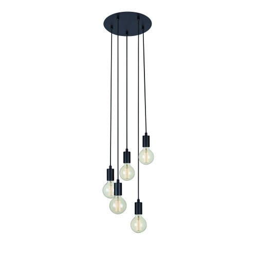  Hanglamp Sky 5-lichts zwart