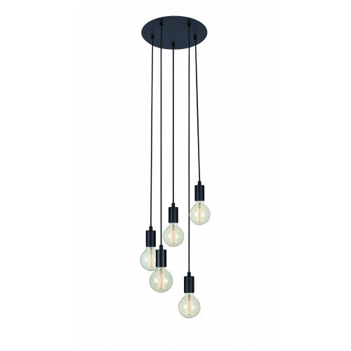  Hanglamp Sky 5-lichts zwart