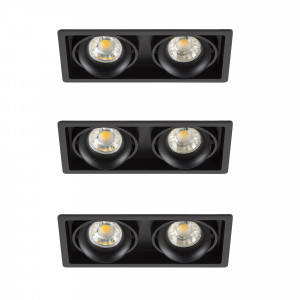 Richtbare inbouwspot Bjorn 2 zwart rechthoekig