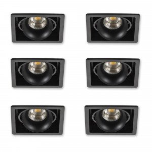 Richtbare inbouwspot Bjorn 1 zwart rechthoekig