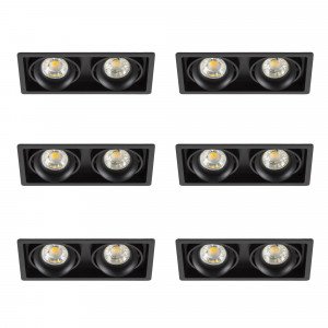 Richtbare inbouwspot Bjorn 2 zwart rechthoekig