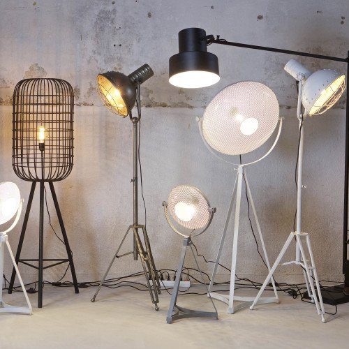 Industriële vintage tafellamp Blown metaal grijs