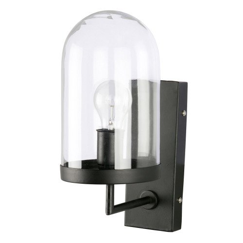 Wandlamp BePure Cover Up met modern design ronde vorm en glazen stolp in zwarte kleur