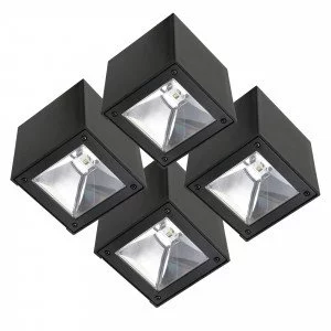 zwarte solar lamp vierkant van kunststof met een led lichtbron warm wit