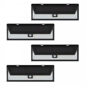 solys l led solar sensor lamp in zwarte kleur op zonne energie voordelige set