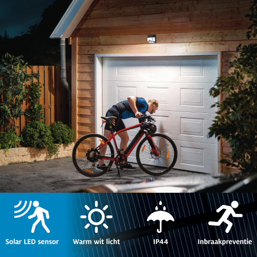 solys s led solar sensor lamp in zwarte kleur