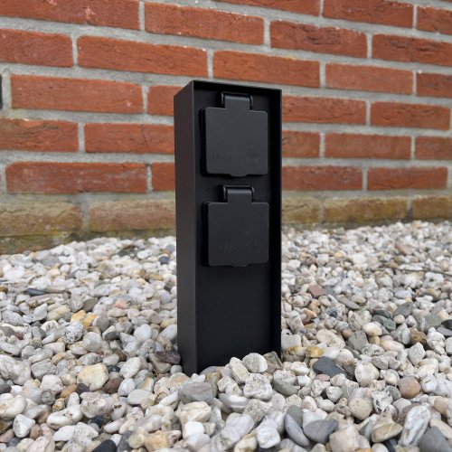 Buitenstopcontact charge 2 corten kleur 2 stopcontacten strak design randaarde