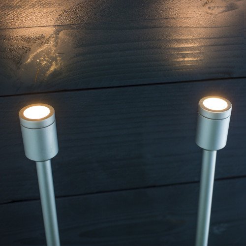 KS Verlichting - KS Twins LED Spike Set Zilver- Tuinspot