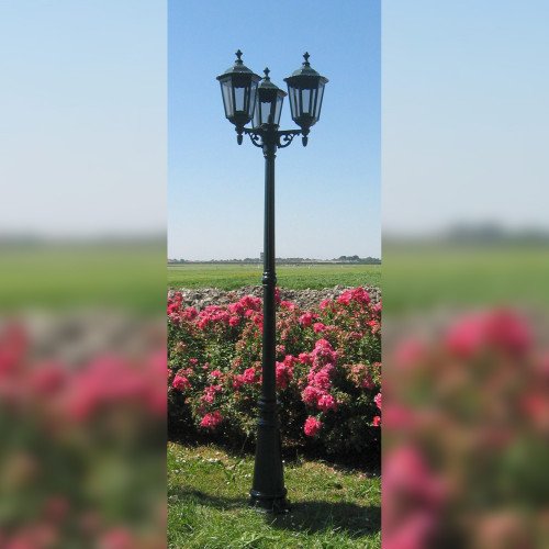 Ancona 3L tuinlantaarn klassiek met drie zeskantige kappen en helder glas