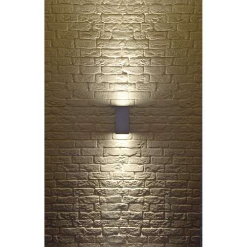 Rechthoekige buitenlamp big theo wall up-down in zilver grijze kleur