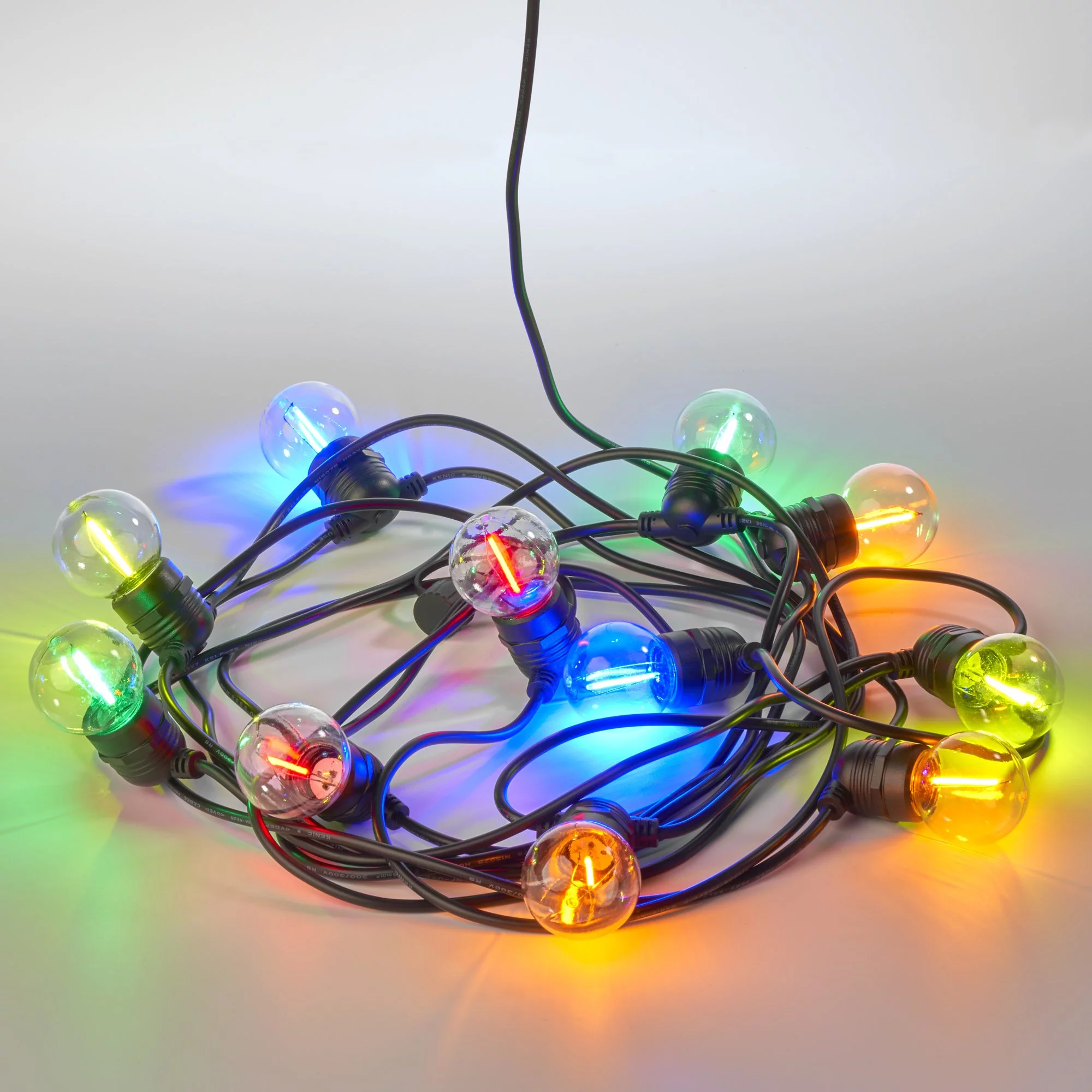 Buiten feestverlichting solar met 10 gekleurde lampjes 2 meter lichtsnoer - Tuinverlichting winkel