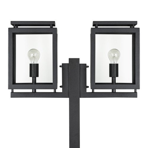 Strakke staande tuinlamp Vecht 2-lichts zwart tuinlantaarn met twee E27 Fitting (KS-Verlichting)