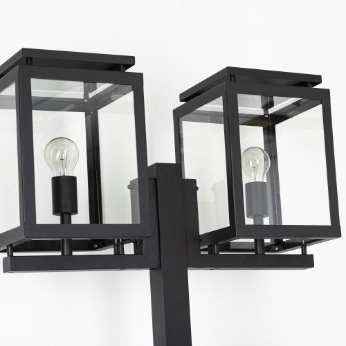 Strakke staande tuinlamp Vecht 2-lichts zwart tuinlantaarn met twee E27 Fitting (KS-Verlichting)