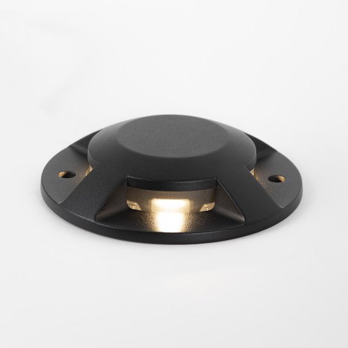 Zwarte ronde opbouw vloerspot met strijklicht naar 4 zijdes, Evo deckspot 4 -  KS Verlichting