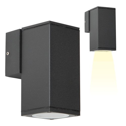 Wandspot Kevin down, een bijzonder mooie aluminium downlighter wandspot met een stijlvolle zwarte finish, hoogwaardige kwaliteit buitenverlichting van KS Verlichting