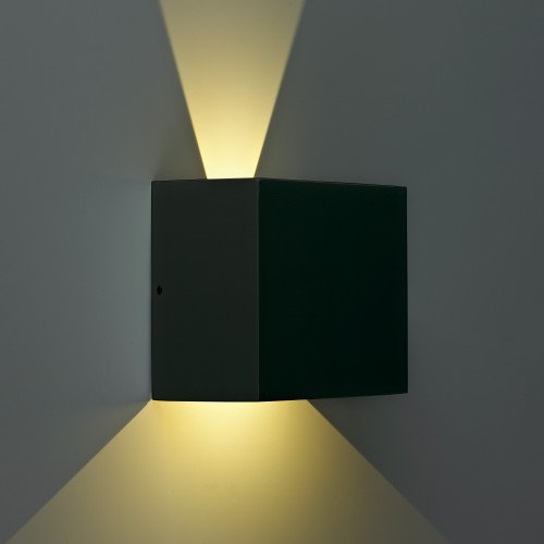Up Down LED vierkante wandspot Channel II zwart, 2 instelbare lichtbundels, geïntegreerd led, buitenwandlamp die mooi zacht strijklicht verspreidt