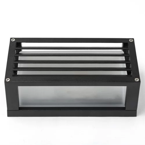 Moderne buitenmuur verlichting, wandlamp Bars, matzwart frame met lamellen, matte beglazing, e27 fitting niet zichtbaar in de buitenlamp, merk KS Verlichting