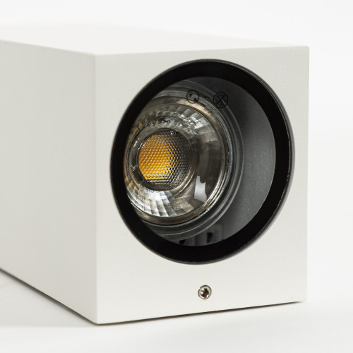 Gevelverlichting, Geo wandspot down wit, modern kubus vierkante wandspot met mooie stijlvolle trendy witte afwerking van het merk KS Verlichting