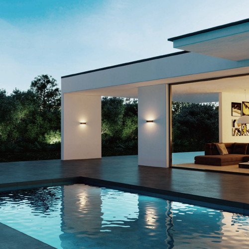 Buitenlamp Score XL up/down buitenverlichting zwart aluminium in moderne stijl