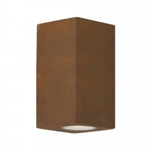 Buitenlamp Levi Up en Downlighter moderne wandlamp in roestbruine corten kleur als buitenverlichting