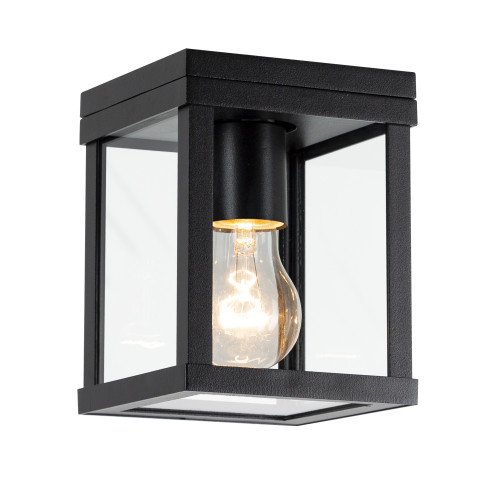 Buiten plafond lamp zwart frame met heldere glazen industrieel karakter stijlvol zwarte plafondverlichting KS plafondlamp Jersey