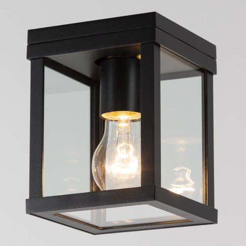 Buiten plafond lamp zwart frame met heldere glazen industrieel karakter stijlvol zwarte plafondverlichting KS plafondlamp Jersey