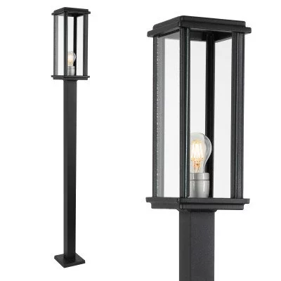 Tuinverlichting Square XL WOOD Sokkel buitenlamp zwart