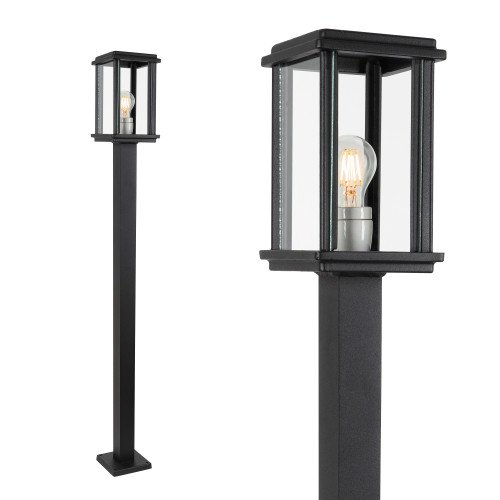 Buitenlamp Capital S sokkellamp in zwarte kleur met strak en modern design en hoogwaardige afwerking