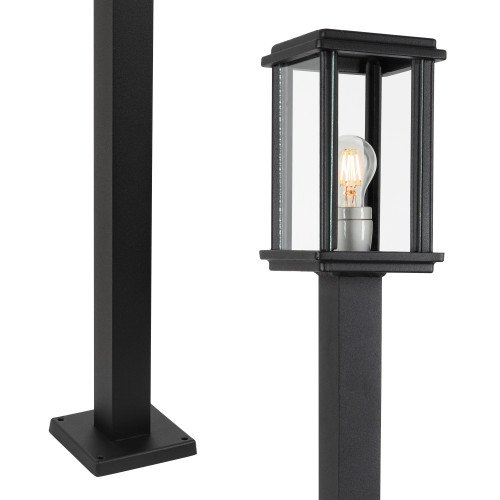 Buitenlamp Capital S sokkellamp in zwarte kleur met strak en modern design en hoogwaardige afwerking