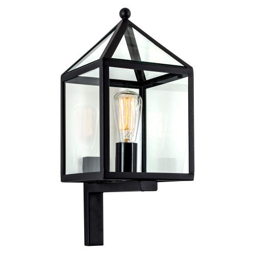 Buitenlamp huisjes model, zwart RVS frame, heldere beglazing, stijlvolle gevelverlichting van KS Verlichting