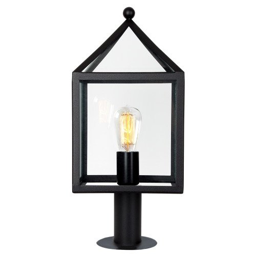 Zwarte buitenlamp staand model tuinlamp, zwart RVS frame, grote heldere glazen model Bloemendaal