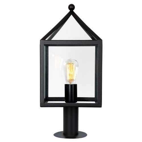 Zwarte buitenlamp staand model tuinlamp zwart RVS frame grote heldere glazen model Bloemendaal