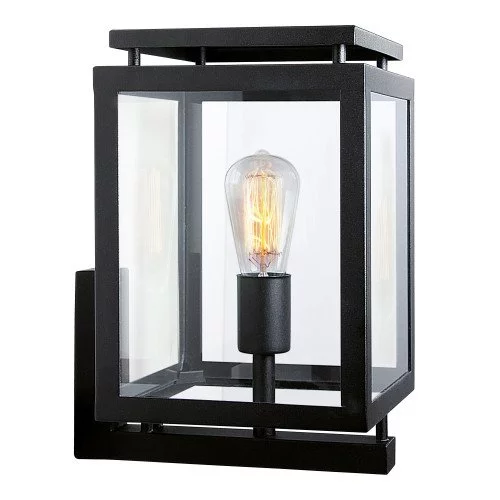 Zwarte wandlamp De Vecht met helder glas en sensor LED-lichtbron
