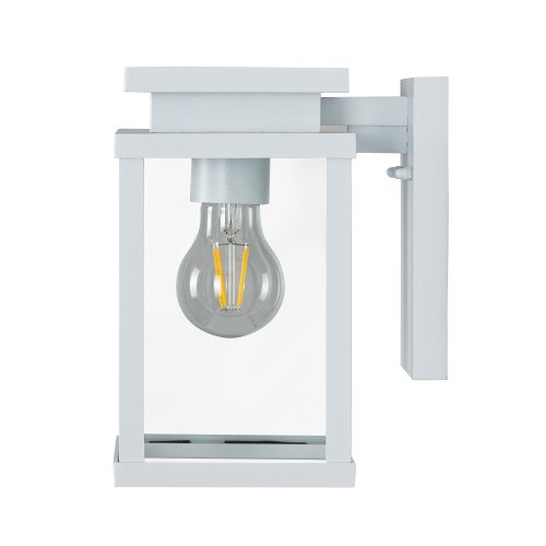 Buitenlamp wit, moderne strak vormgegeven buitenverlichting, wit frame, heldere glazen, wandlamp voor buiten