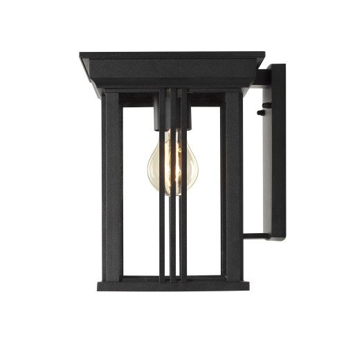 Zwarte wandlamp voor buiten, strak modern klassieke verlichting, box design, heldere beglazing, strakke belijning, zwart frame