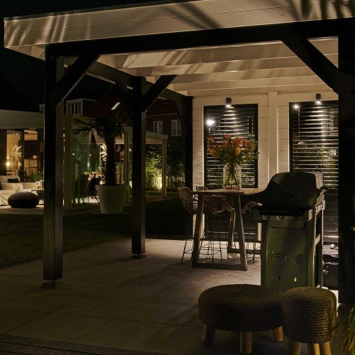 Wandspot Kevin down, een bijzonder mooie aluminium downlighter wandspot met een stijlvolle zwarte finish, hoogwaardige kwaliteit buitenverlichting van KS Verlichting