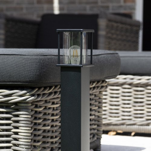 tuinverlichting, tuinlampen set van 2, stijlvolle strak vormgegeven tuinlamp met zwarte finish, mooie set van 2 tuinlantaarns, merk KS Verlichting