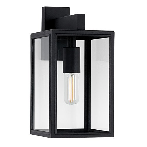 Buitenlamp zwart frame heldere beglazing moderne wandlamp voor buiten Soho hangend