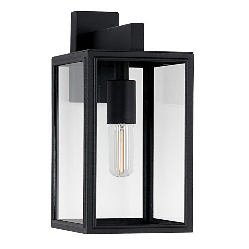 Buitenlamp zwart frame heldere beglazing, moderne wandlamp voor buiten, Soho met e27 fitting