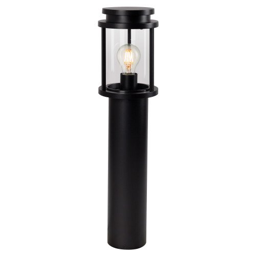 Staande zwarte buitenverlichting, tuinlamp Sydney terras, strak moderne buitenverlichting, ronde lantaarnkap en paal