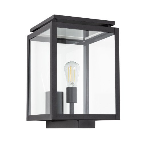 Buitenlamp De Vecht XL zwarte RVS buitenlamp voor aan de gevel, moderne strakke wand buitenverlichting