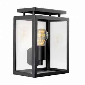 Wandlamp voor buiten De Vecht plat zwart  Wandlamp voor buiten De Vecht plat zwart