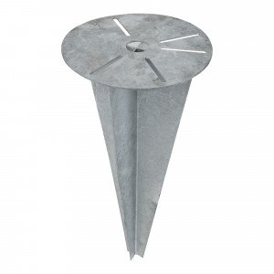 grondspie voor het plaatsen van staande buitenlampen, gepantserde geheel verzinkte verankeringspaal met een ronde plaat is Ø21cm en spie van 50cm  grondspie voor het plaatsen van staande buitenlampen, gepantserde geheel verzinkte verankeringspaal met een ronde plaat is Ø21cm en spie van 50cm