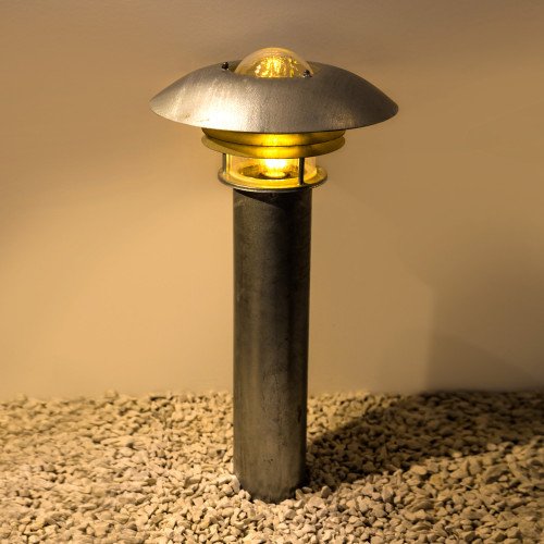 Riga sokkel Tuinlamp (7324) - KS Verlichting - Industrieel sokkel lantaarn van staal in een zilveren kleur