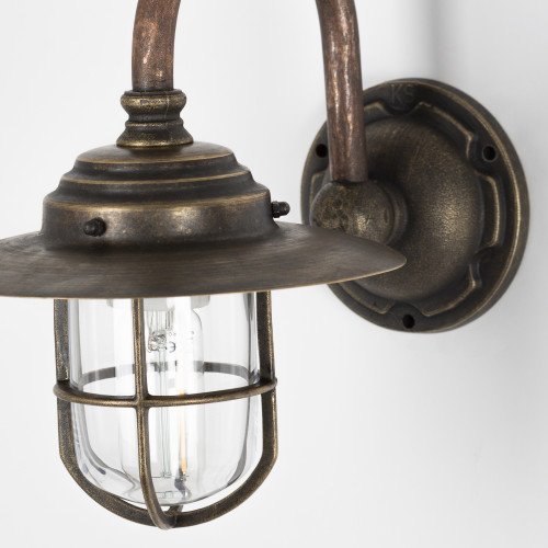 Buitenlamp Barra sfeervolle stallamp met ronde vormen raster en in de kleur brons