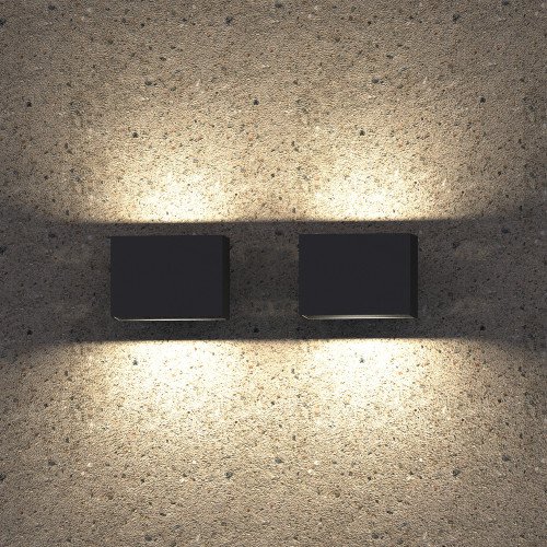 Gevelspot Segment Small led een compacte square aluminium LED wandspot up down kleur zwart, weerbestendige duurzame buitenverlichting merk KS Verlichting