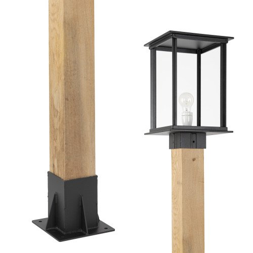 Buitenlamp strak en modern Capital XXL WOOD Sokkel buitenverlichting zwart met vierkante vorm