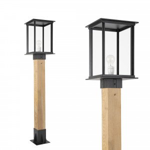 Buitenlamp strak en modern Capital XXL WOOD Sokkel buitenverlichting zwart met vierkante vorm