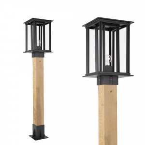 New York WOOD Sokkel tuinlamp met strakke vierkante vormen en stoere uitstraling in zwarte kleur New York WOOD Sokkel tuinlamp met strakke vierkante vormen en stoere uitstraling in zwarte kleur